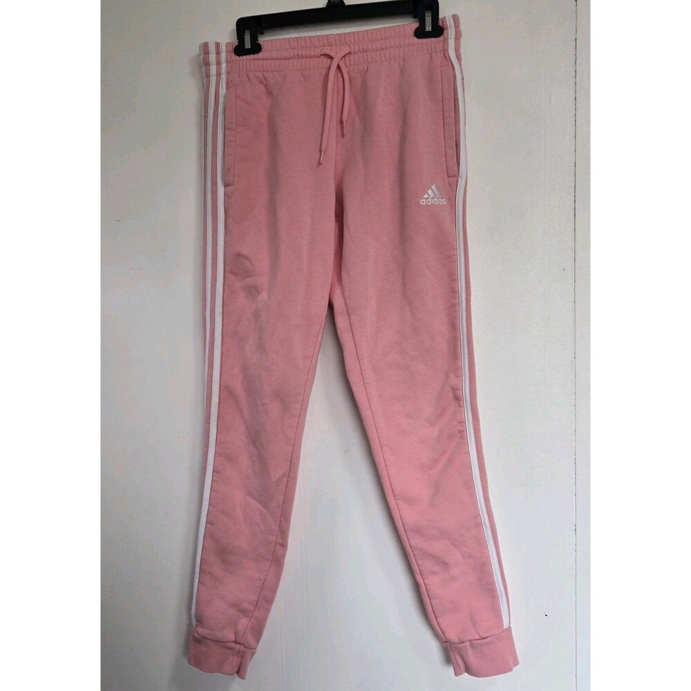 Adidas Pants Womens Sz‎ S Essentials Fleece Slim Fit Joggers Pink Gym Athletic